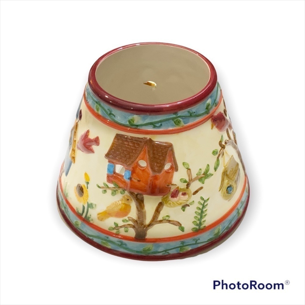 Candle Jar Shade Large Birdhouses Birds Flowers For Yankee Candles Ceramic - Picture 11 of 16